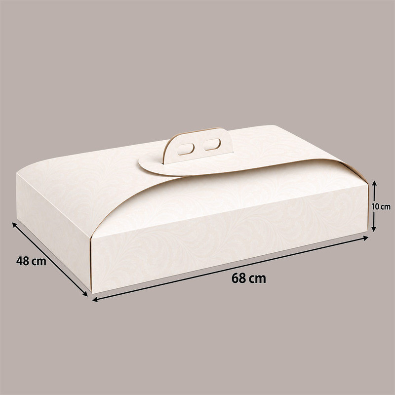 Scatola Porta Torta Gigante in Cartoncino Bianco Damasco 48x68H10 cm 5 Pezzi [0b6a9b4e]