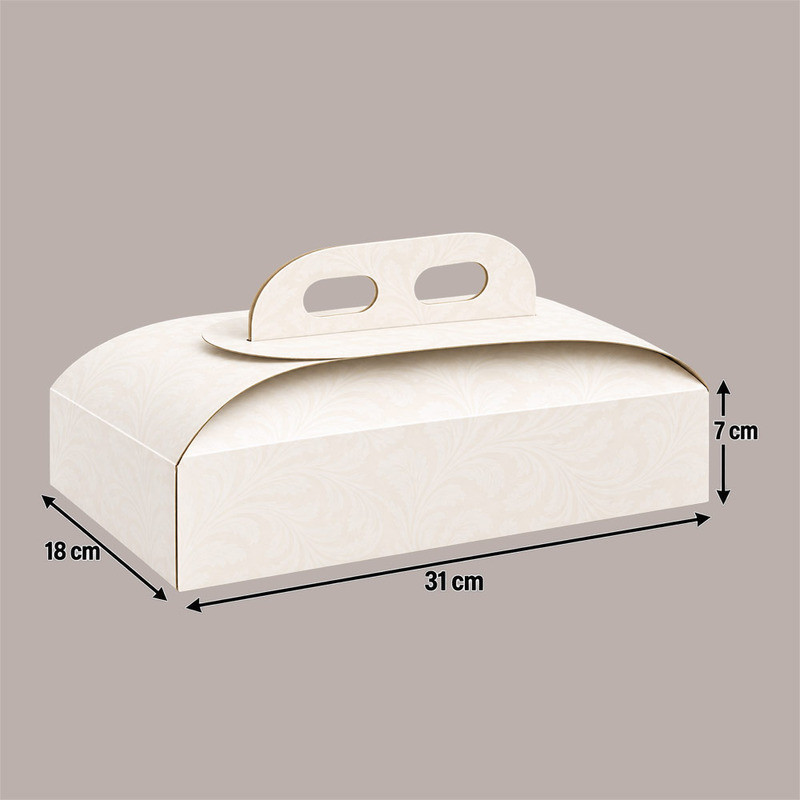 Scatola Porta Torta Rettangolare in Cartoncino Bianco Damasco 18x31H7 cm 10 Pezzi [835dd119]