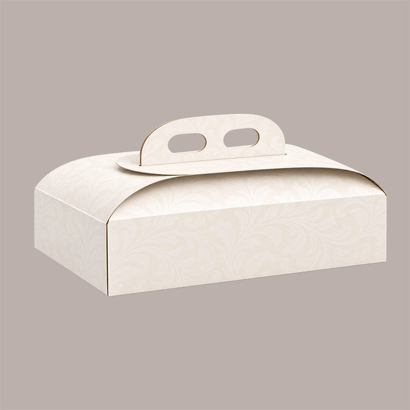 Scatola Porta Torta Rettangolare in Cartoncino Bianco Damasco 18x31H7 cm 10 Pezzi [860d9607]
