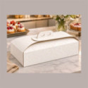 Scatola Porta Torta Rettangolare in Cartoncino Bianco Damascato 15x27xH7 cm 10 pezzi [f94db0eb]