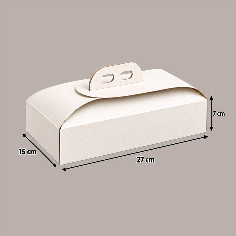 Scatola Porta Torta Rettangolare in Cartoncino Bianco Damascato 15x27xH7 cm 10 pezzi [922675fc]