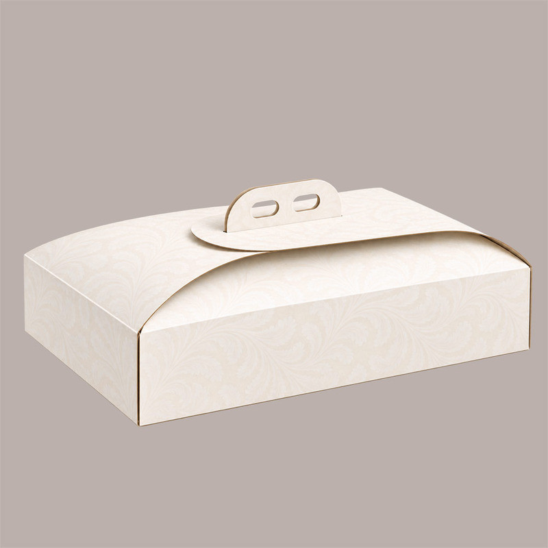 Scatola Porta Torta Rettangolare in Cartoncino Bianco Damascato 15x32xH7 cm 10 pezzi [ad0cfeaf]