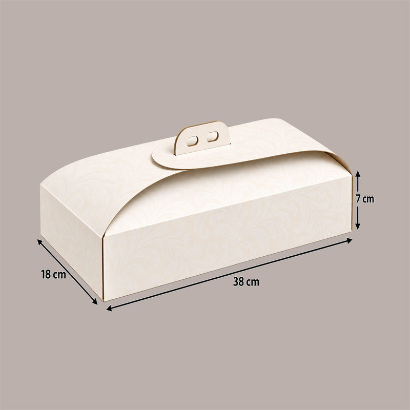 Scatola Porta Torta Rettangolare in Cartoncino Bianco Damasco 18x38xH7 cm 10 Pezzi [61156e12]