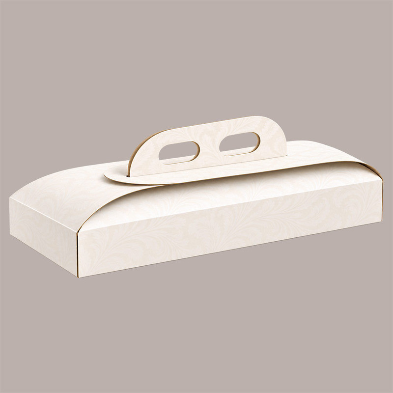 Scatola Rettangolare Porta Torta Bianco Damasco per Dolci e Pasticceria 17x41H7 cm 10 Pz [12f22f83]