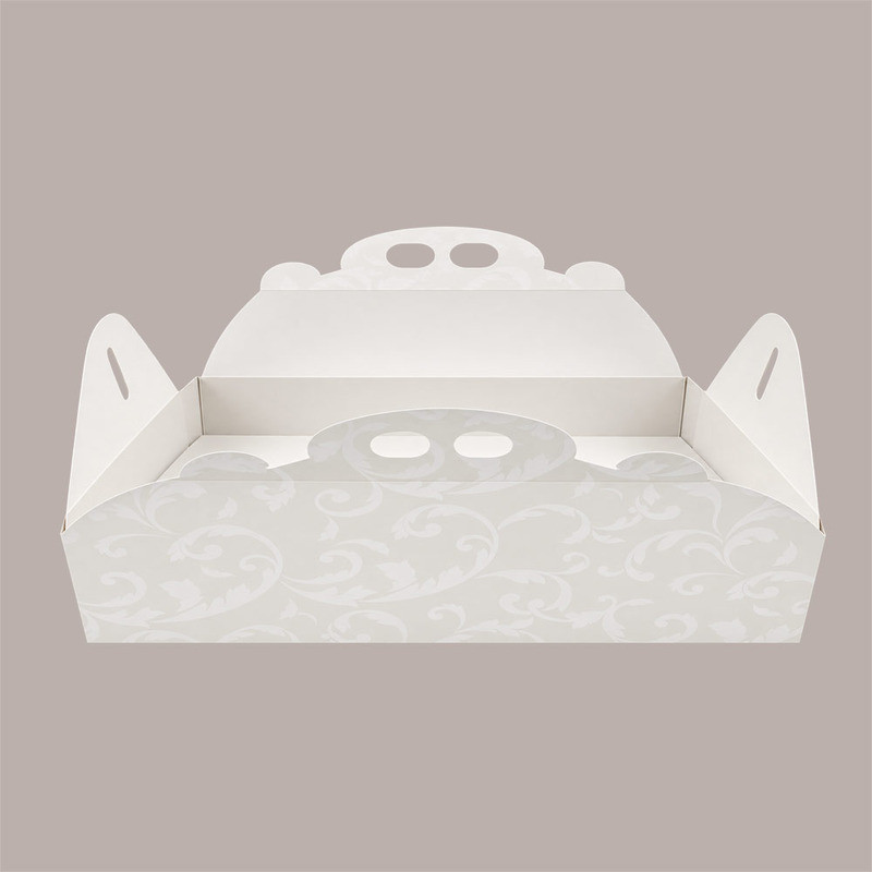Scatola Rettangolare Porta Torta Bianco Damasco per Dolci e Pasticceria 17x41H7 cm 10 Pz [c8620b89]