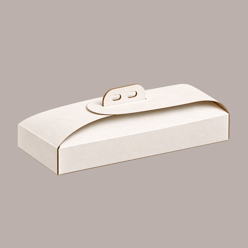 Scatola Porta Torta Rettangolare in Cartoncino Bianco Damascato 15x36xH7 cm 10 pezzi [e7bd5a9d]