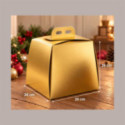 Scatola Porta Pandoro Oro 26x26xH26 cm con Maniglia Confezione Regalo Natalizia 10 Pz [341ee00f]