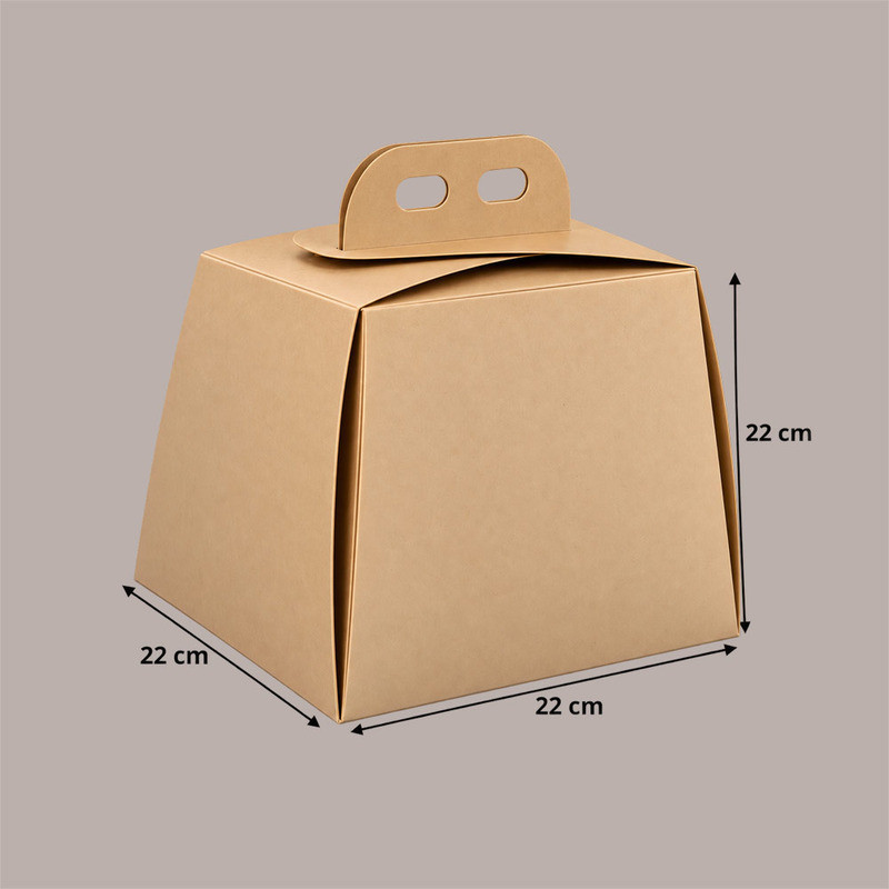 Scatola Porta Pandoro Avana 22x22xH22 cm con Maniglia Confezione Regalo Natalizia 10 Pz [bdeb890d]