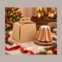 Scatola Porta Pandoro Avana 22x22xH22 cm con Maniglia Confezione Regalo Natalizia 10 Pz [0af64809]