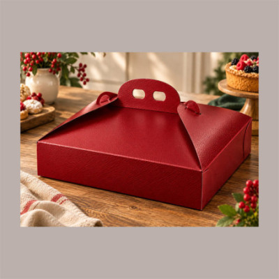 Scatola Porta Torta Rettangolare Effetto Pelle Bordeaux 33x44H7cm 5 Pezzi [6fd88e7f]