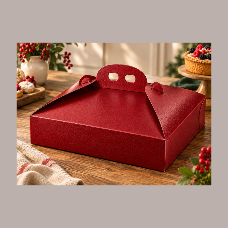 Scatola Porta Torta Rettangolare Effetto Pelle Bordeaux 33x44H7cm 5 Pezzi [6fd88e7f]