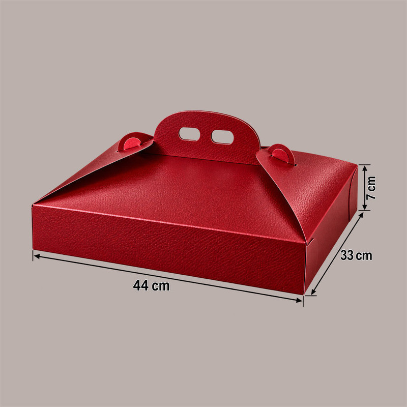 Scatola Porta Torta Rettangolare Effetto Pelle Bordeaux 33x44H7cm 5 Pezzi [b6fecd72]