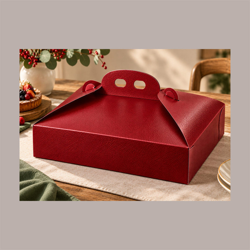 Scatola Porta Torta Rettangolare Effetto Pelle Bordeaux 33x44H7cm 5 Pezzi [01e30c76]