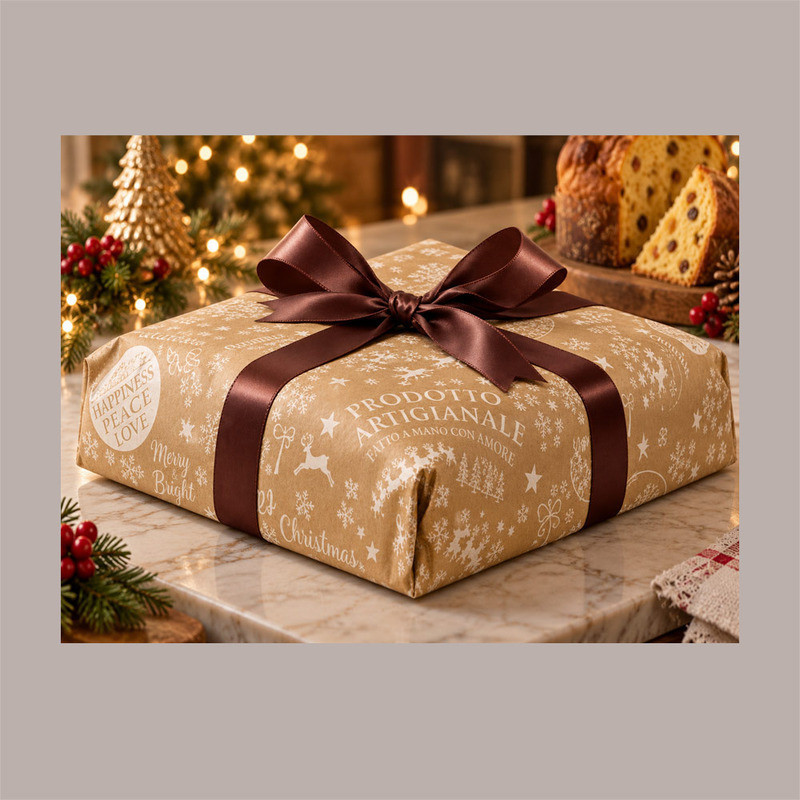 Carta Ecolife Natalizia Per Incarto Panettone Word Christmas Avana 100x75 cm  5 kg [e5648a60]