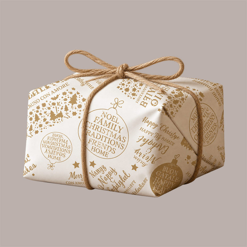 Carta Pelleaglio Natalizia Per Incarto Panettone Word Christmas Oro 100x75 cm  5 kg [d5d59365]