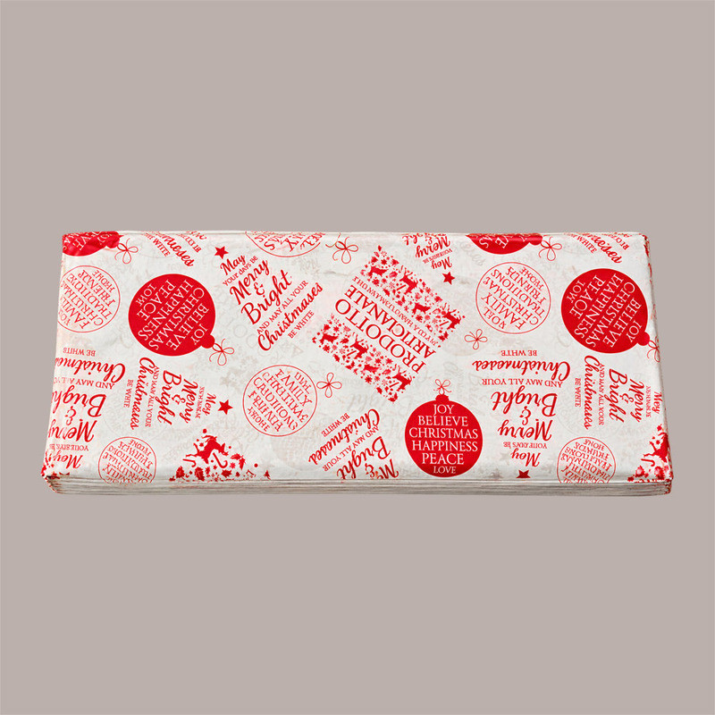 Carta Pelleaglio Natalizia Per Incarto Panettone Word Christmas Rossa 100x75 cm  5 kg [6a947b03]