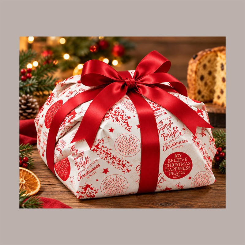 Carta Pelleaglio Natalizia Per Incarto Panettone Word Christmas Rossa 100x75 cm  5 kg [b3b2380e]