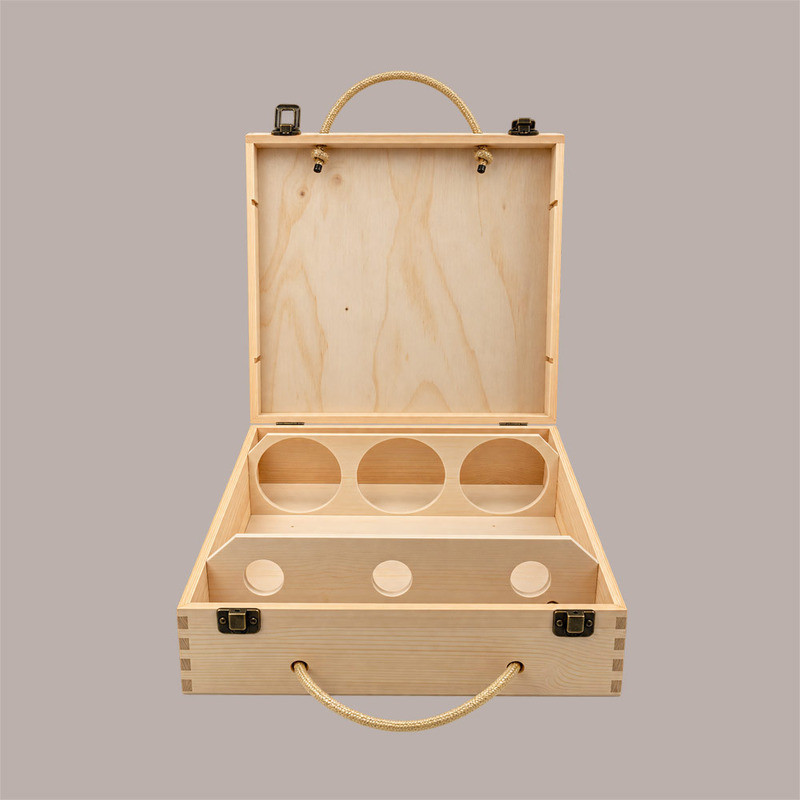 Scatola in Legno di Pino Cassetta Stesa porta 3 Bottiglie Olio Vino da 750 Ml  350x290H9,5mm 1 Pz [189a37d5]