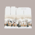 Scatola Porta Panettone Bottiglia Valigetta in Cartoncino grafica CHRISTMAS VILLAGE 33x25H35 cm 10 Pz [8e0116c6]