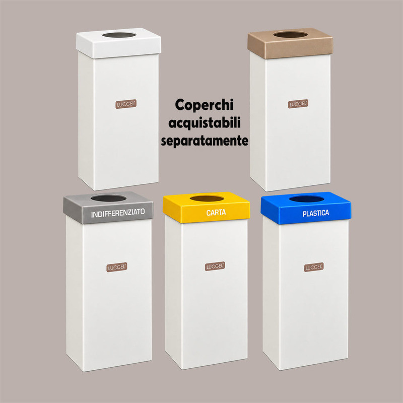 Fondo Cestino Raccolta Differenziata in Carta Automontante Bianco 38x38 H 77 cm 2 pezzi [1e5b3b41]