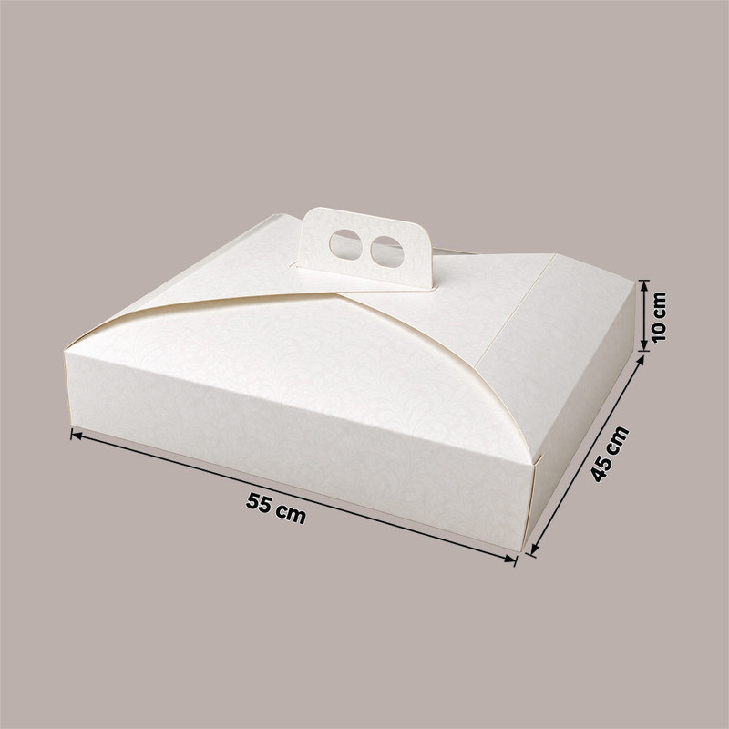Scatola Porta Torta BIANCO DAMASCO 45x55H10 cm Cartoncino Alimentare 5 Pz [06b1f049]