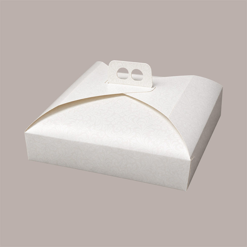 Scatola Porta Torta BIANCO DAMASCO 45x55H10 cm Cartoncino Alimentare 5 Pz [b4fc7653]