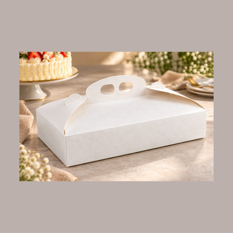 Scatola Porta Torta in cartoncino effetto FIBRA BIANCA 33x44H7 x 5 pz [e874567e]