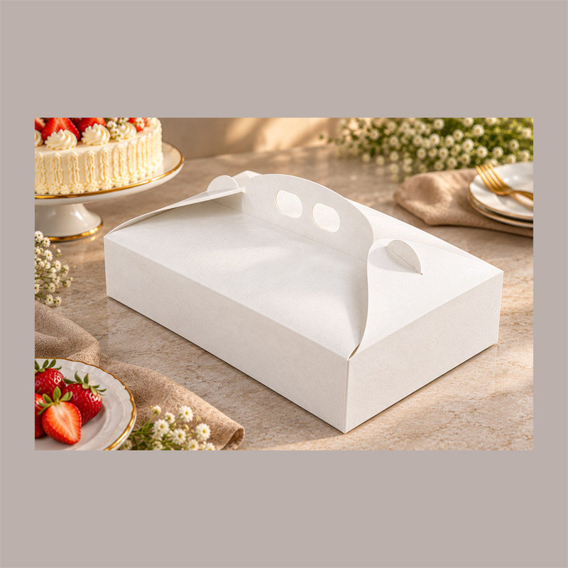 Scatola Porta Torta in cartoncino effetto FIBRA BIANCA 33x44H7 x 5 pz [864fd477]