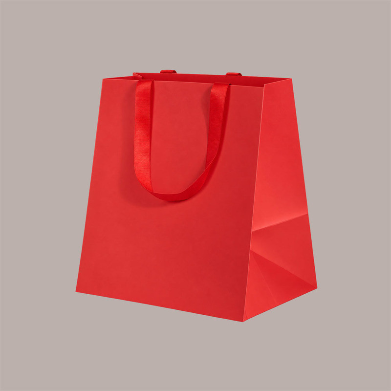 Shopper Rossa ELEGANCE con Manici Gros Grain Fondo Largo 260x260H350 mm 10 Pz [4d90afad]
