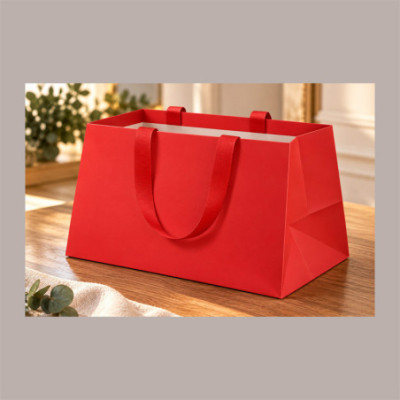 Shopper Rossa ELEGANCE con Manici Gros Grain 320+220H260 mm 10 Pz [33d28e45]