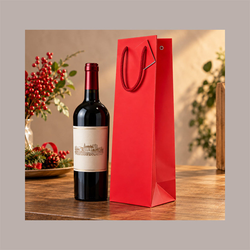 Shopper Porta Bottiglia ROSSA Linea Lusso con Manici 10x9H39 cm 20 pz [edb1566b]