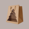 Shopper Porta Panettone AVANA CHRISTMAS con Finestra Trasparente ad Albero di Natale 245x245H335 mm 10 Pz [f4537372]