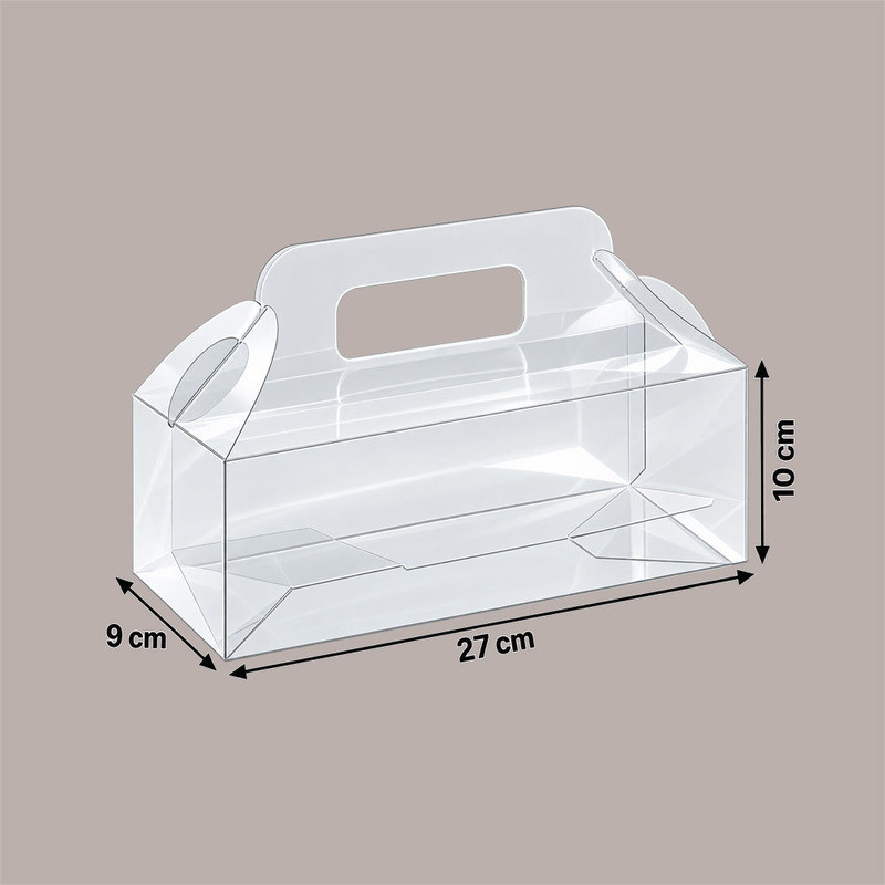 Valigetta PET Trasparente Porta 3 Vasetti 27x9x10 cm 10 Pz [7731083c]