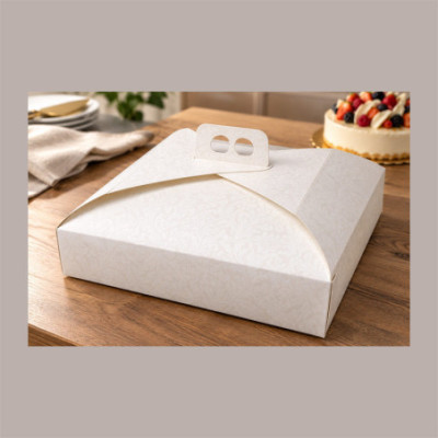 Scatola Porta Torta BIANCO DAMASCO 45x45H7 cm Cartoncino Alimentare 5 Pz [1e54ec3b]